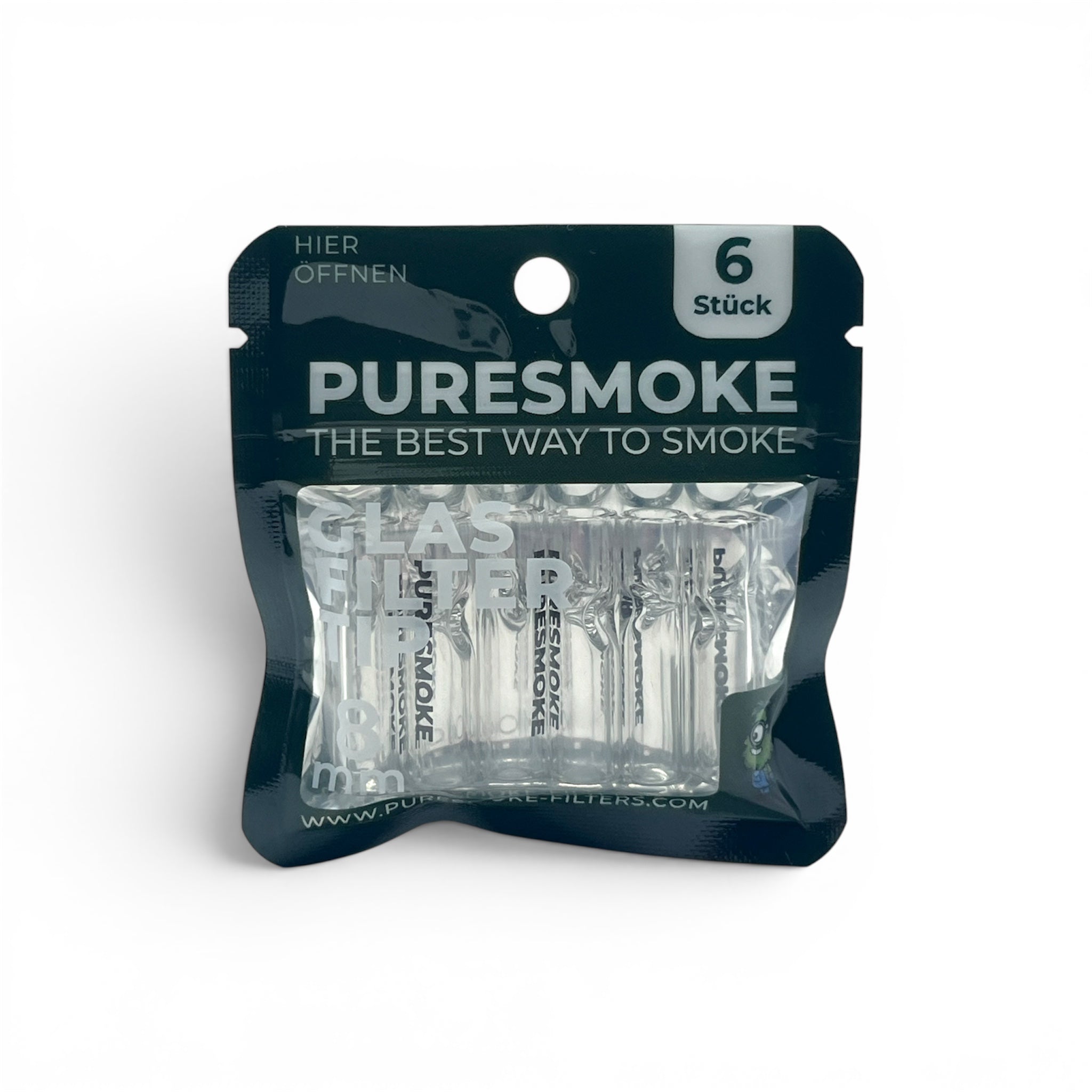 PURESMOKE Two Stitches Glasfilter | 6er Pack ⍉ 8mm | Jelly Clear - PURESMOKE Filters