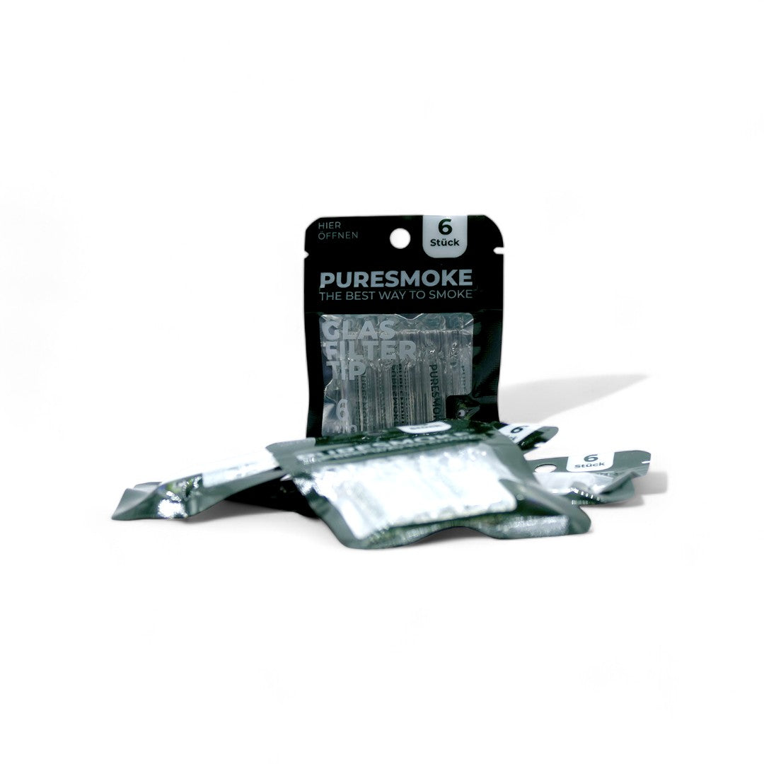 PURESMOKE 6er Pack 6mm "Two Stitches" Glasfilter Tips - PURESMOKE Filters