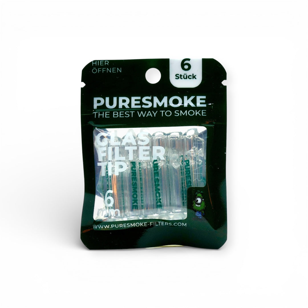 PURESMOKE Two Stitches Glasfilter | 6er Pack ⍉ 6mm | Jelly Clear - PURESMOKE Filters
