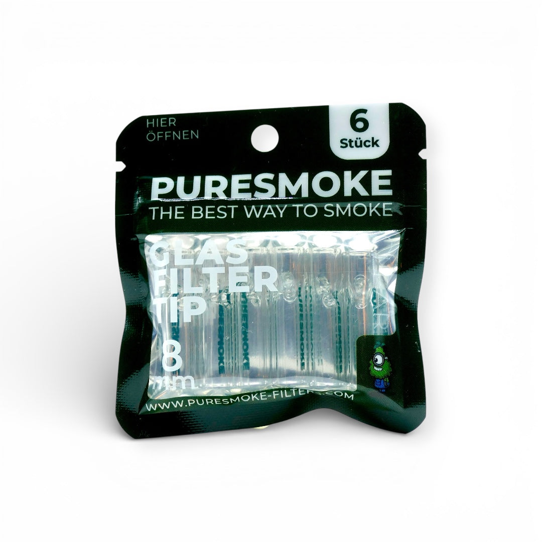 PURESMOKE Two Stitches Glasfilter | 6er Pack ⍉ 8mm | Jelly Clear - PURESMOKE Filters