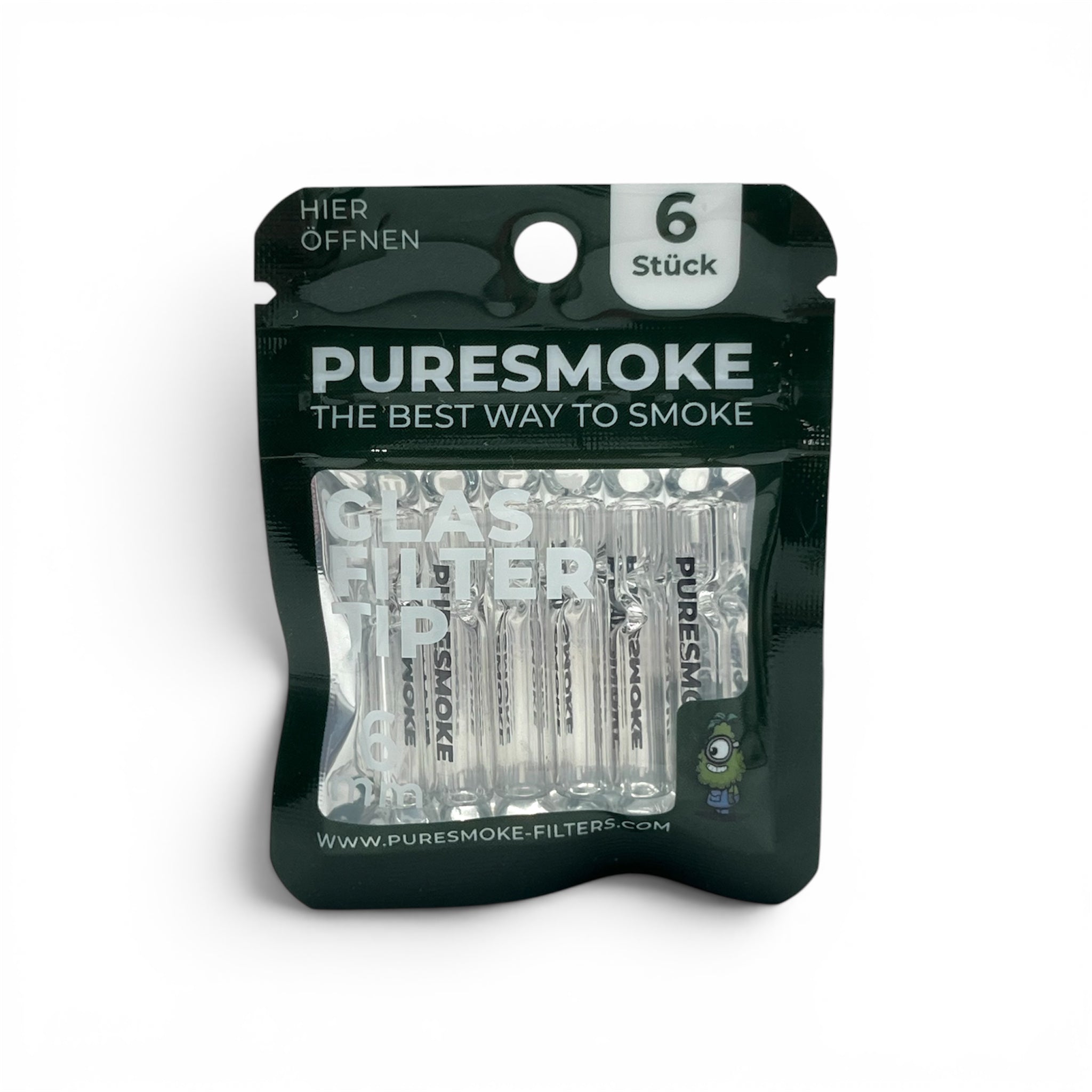 PURESMOKE Two Stitches Glasfilter | 6er Pack ⍉ 6mm | Jelly Clear - PURESMOKE Filters